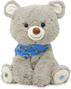 Cuddle Barn My Bear Coby - Animated Bear Cub Stuffed Animal, 11" Gray Singing Plush Toy