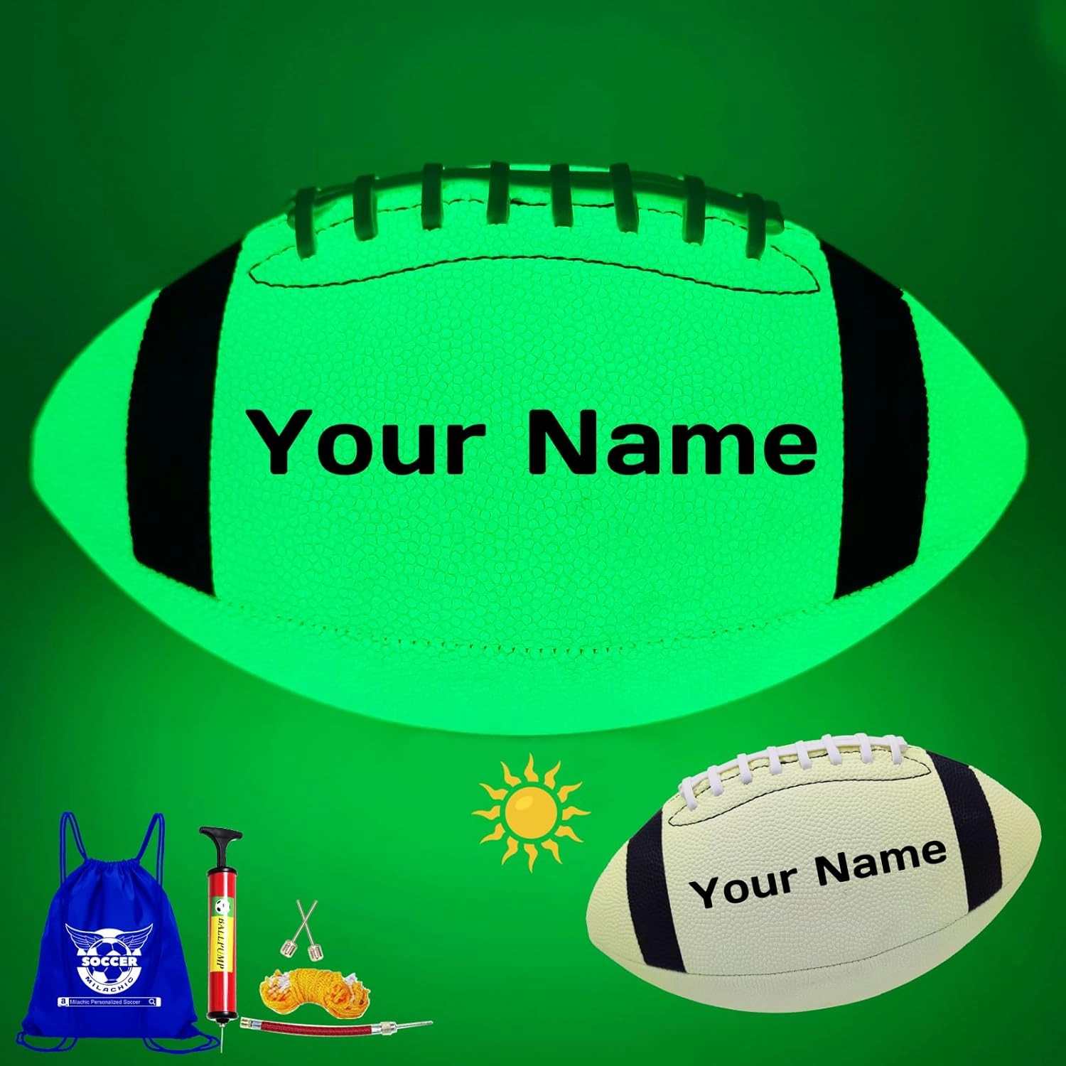 Customized Glow in The Dark Football, Personalized Gift - Luminous Leather Football with Name