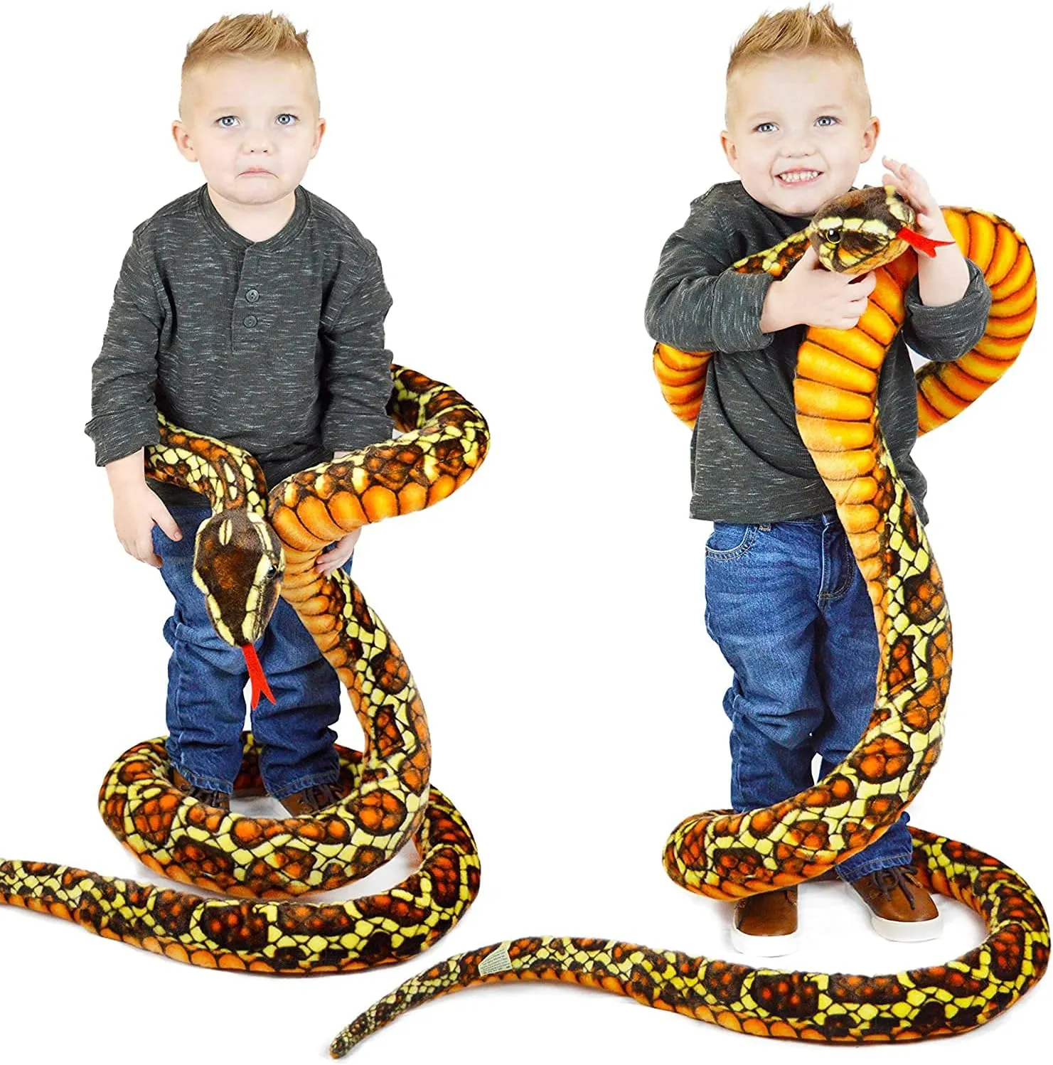 Cute Brown Snake Plush Toy Giant Simulation Snake Stuffed Doll Scary Snake Animal Figure Gift Halloween Prop