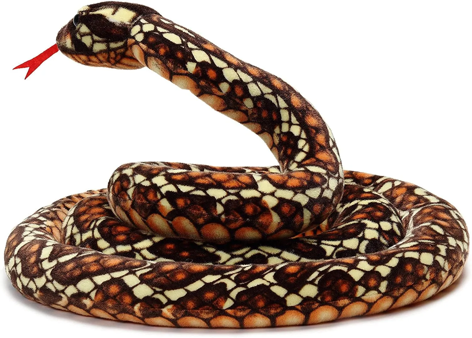 Cute Brown Snake Plush Toy Giant Simulation Snake Stuffed Doll Scary Snake Animal Figure Gift Halloween Prop