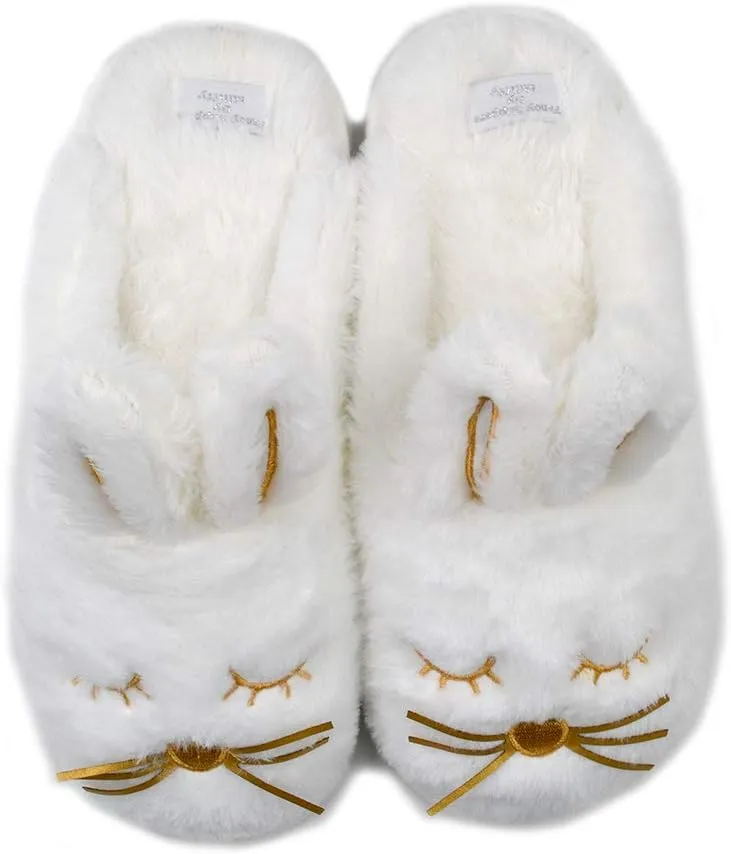 Cute Bunny Fuzzy Slippers |Warm Animal Memory Foam Rabbit Plush |Women Indoor Outdoor Bedroom Slippers