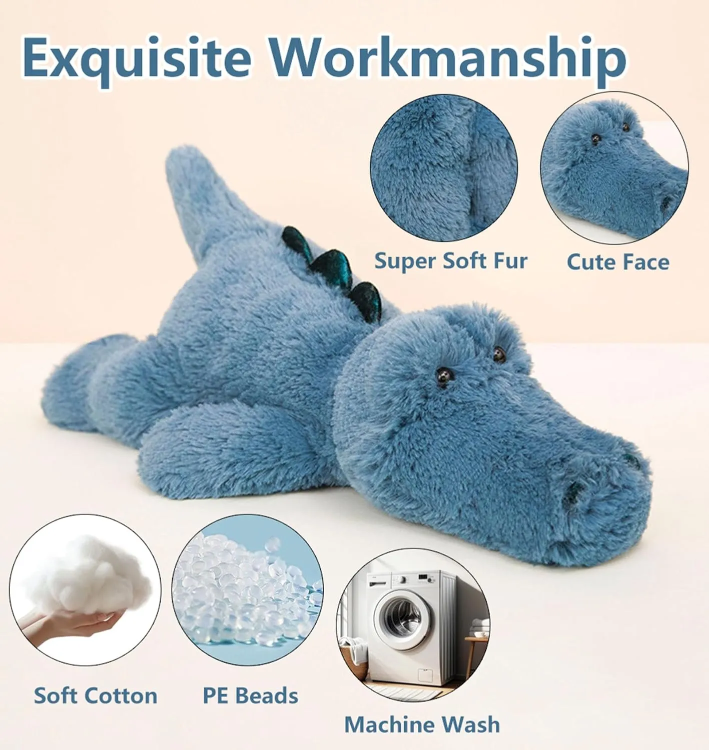 Cute Crocodile Plush Toy 18.9 Inch Soft Crocodile Stuffed Animal Plushie Kawaii Birthday Gift for Children Kids Girls Boys