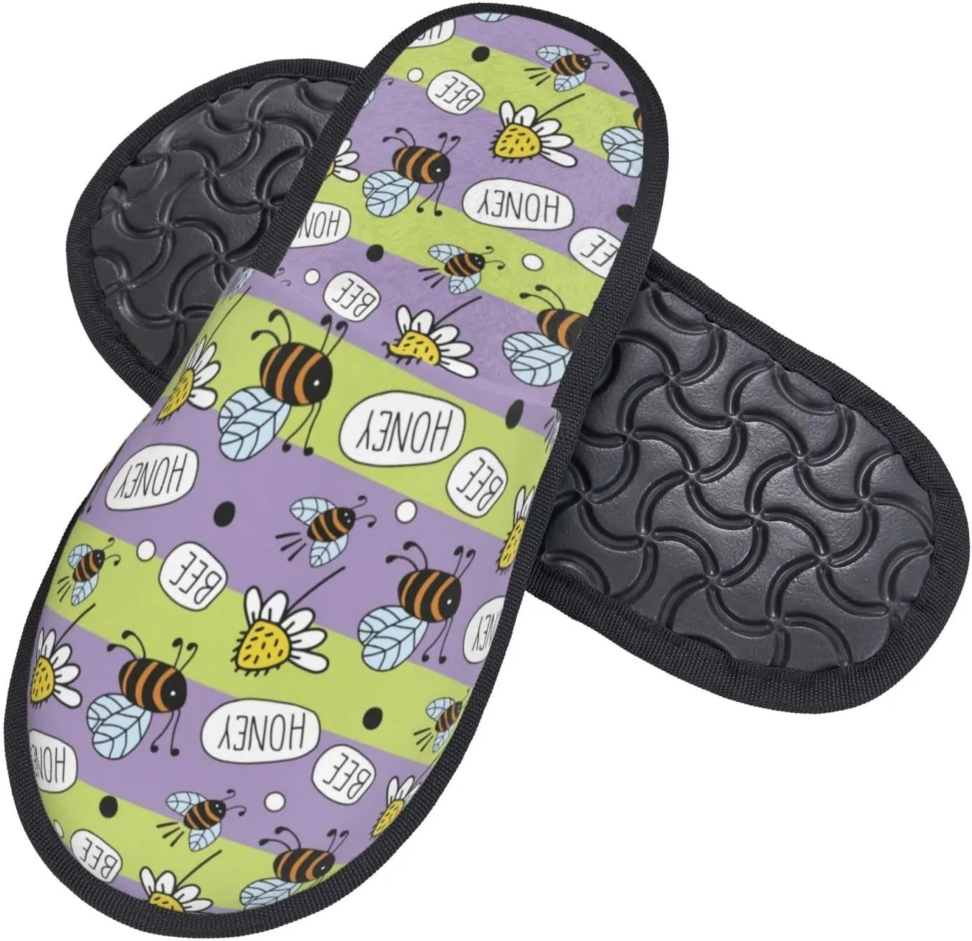 Cute Daisy Honey Print Mens Womens Indoor Cotton Slippers Warm House Shoes Breathable Scuff Slippers Soft Furry Slippers