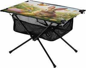 Cute Bunny and Coloured Eggs Portable Camping Table,Outdoor Folding Table,Beach Table,Suitable for Camping,Hiking,Picnic
