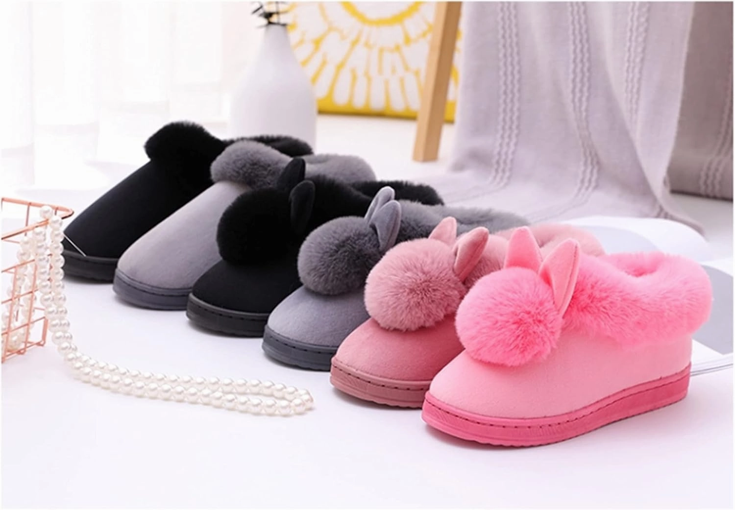 Cute rabbit slippers Cartoon animal slippers Women slippers Men slippers Winter slippers Plush slippers home shoes Warm slippers Soft comfortable