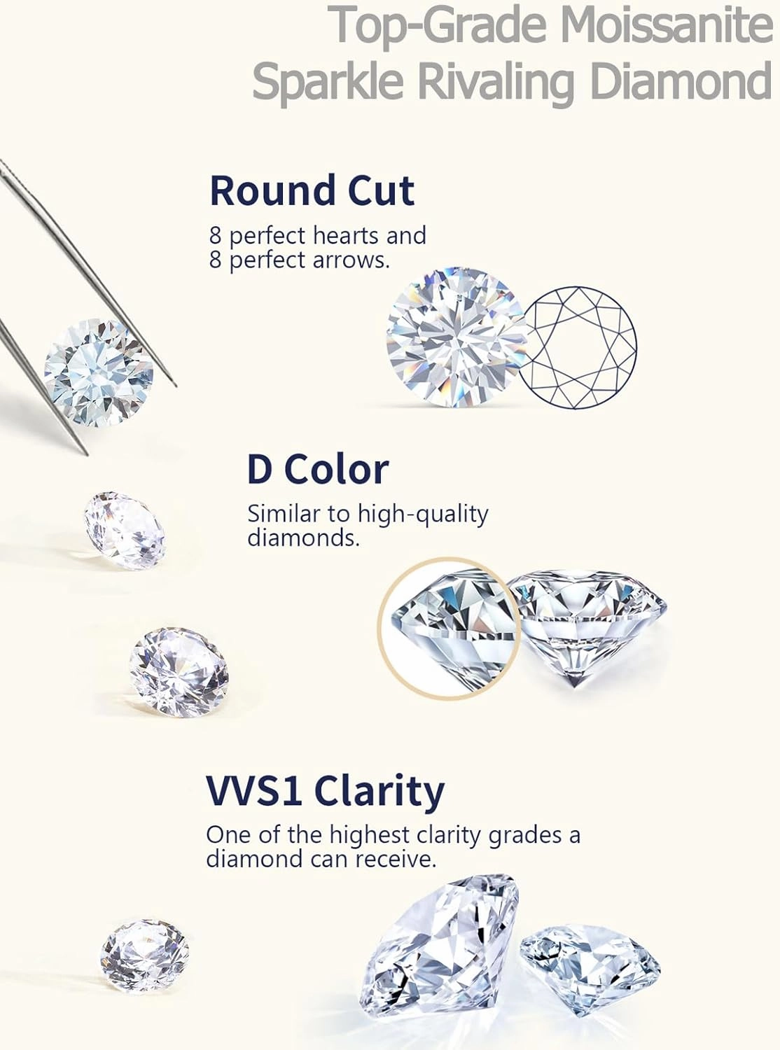 CYW Moissanite Flowers/Stars Pretty Open Rings for Women, Adjustable Ring, Solid 925 Sterling Silver with Gold Plated, Stackable Ring, Birthday Valentines Anniversary Mothers Day Ideal Gift for Her