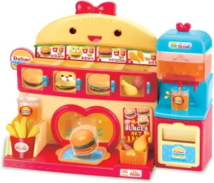 Dalimi Interactive Ice Cream Shop Playset for Kids Ages 3 , Modeling Clay for Shaping & Decorating Ice Cream, Pretend Play Food Set for Toddlers (Burger Shop)