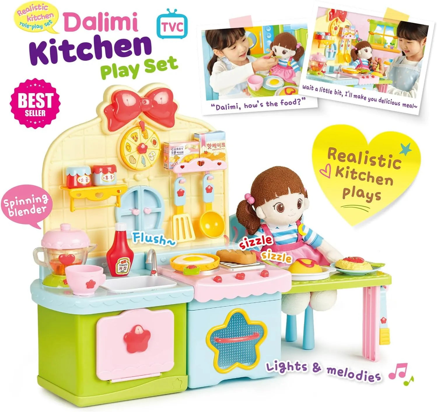 Dalimi Interactive Ice Cream Shop Playset for Kids Ages 3 , Modeling Clay for Shaping & Decorating Ice Cream, Pretend Play Food Set for Toddlers (Kitchen Playset)