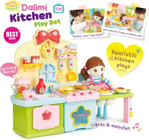 Dalimi Interactive Ice Cream Shop Playset for Kids Ages 3 , Modeling Clay for Shaping & Decorating Ice Cream, Pretend Play Food Set for Toddlers (Kitchen Playset)