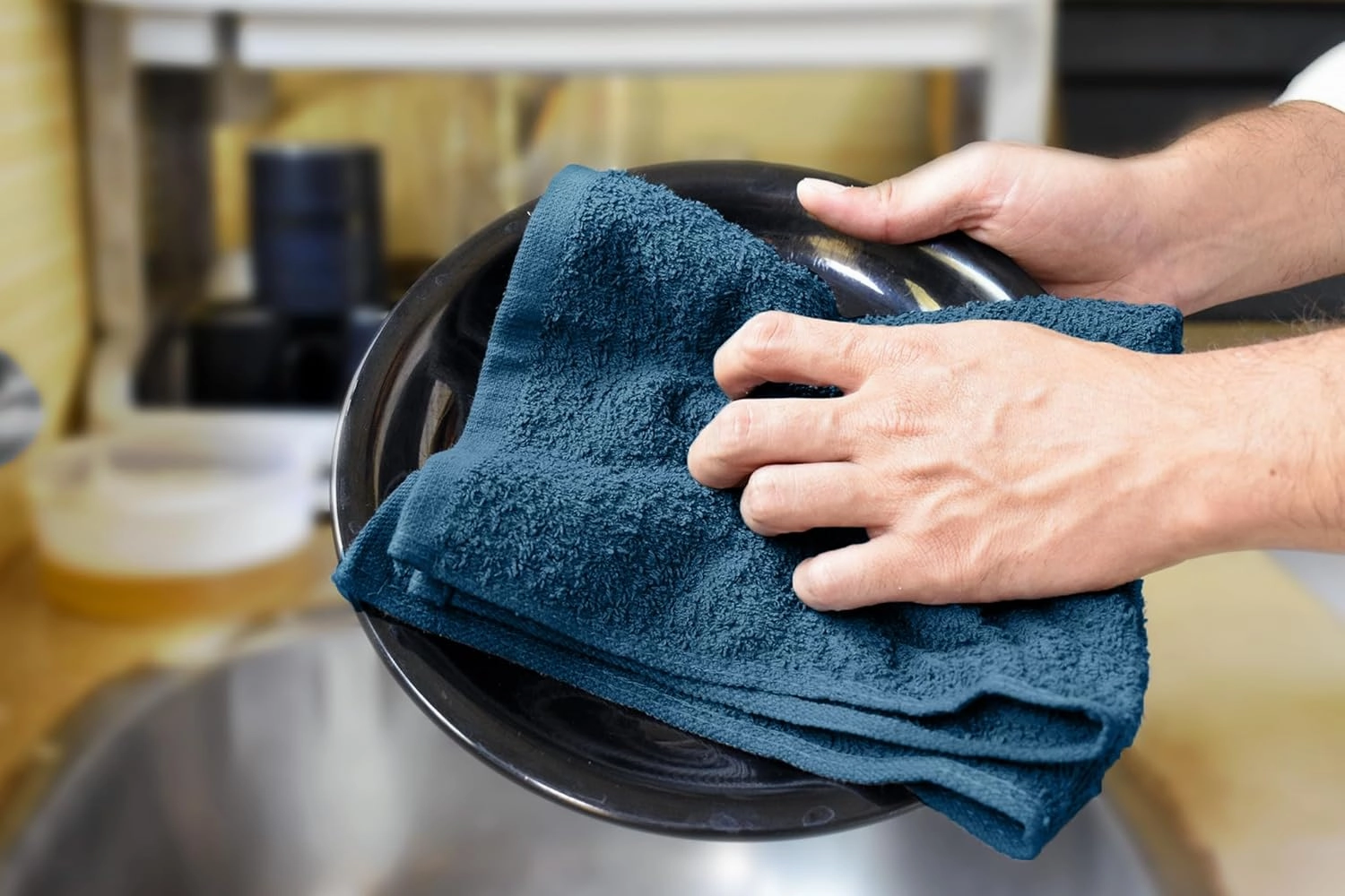 DAN RIVER 100% Cotton Bar Mop Kitchen Towels, 16x19 inches, Pack of 12, 350 GSM, Blue Opal – Highly Absorbent Dish Towels, Quick-Dry, Reusable Mops for Kitchen, Home, Restaurants and Offices