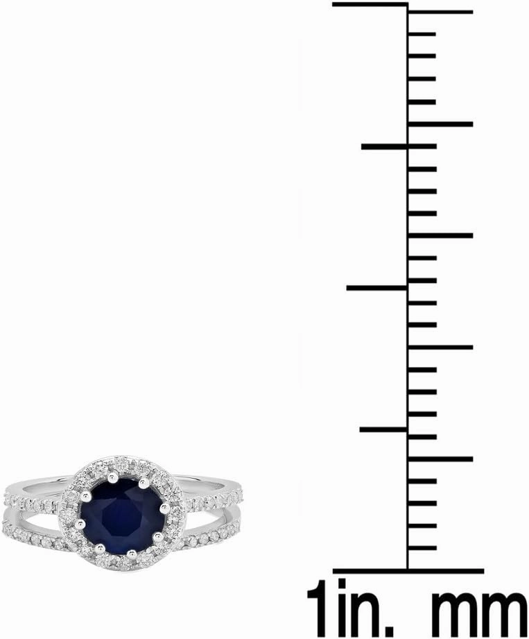 Dazzlingrock Collection 10K Solid Gold Round Cut Blue Sapphire & White Diamond Womens Bridal Engagement with Matching Band Set