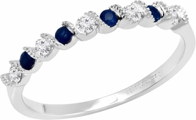 Dazzlingrock Collection Round Alternate Gemstone & White Diamond Half Eternity Anniversary Wedding Band for Women (Diamond 0.15 ctw, Color I-J, Clarity I1-I3) in Solid Gold
