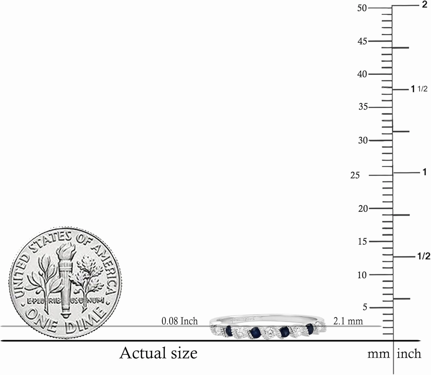Dazzlingrock Collection Round Alternate Gemstone & White Diamond Half Eternity Anniversary Wedding Band for Women (Diamond 0.15 ctw, Color I-J, Clarity I1-I3) in Solid Gold