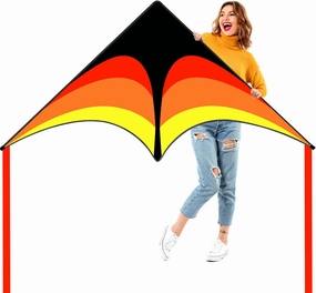 Delta Kite for Kids & Adults - Easy to Fly Large Single Line Beach Kite with 300ft String Handle Included, Perfect for Beginners, Teens
