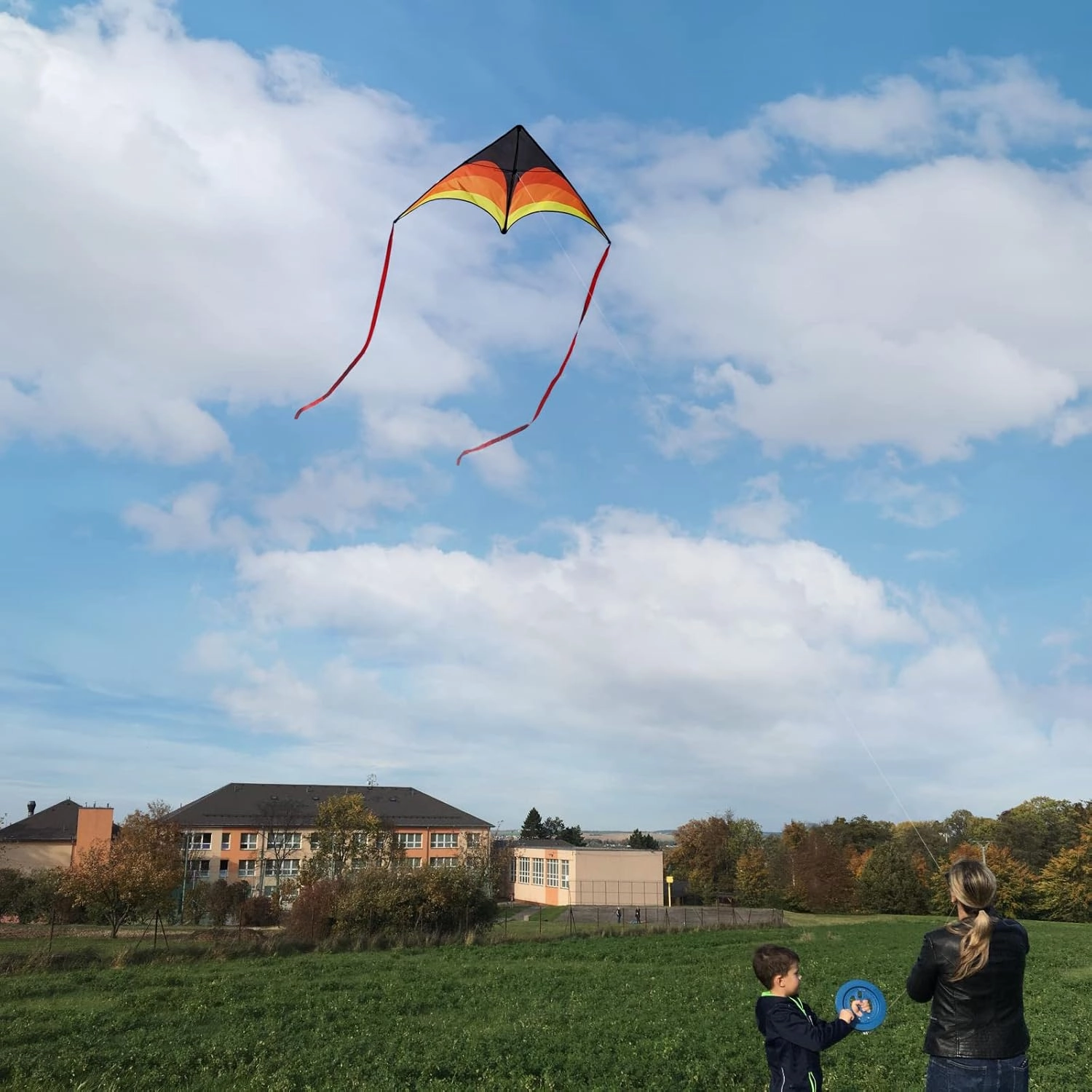 Delta Kite for Kids & Adults - Easy to Fly Large Single Line Beach Kite with 300ft String Handle Included, Perfect for Beginners, Teens