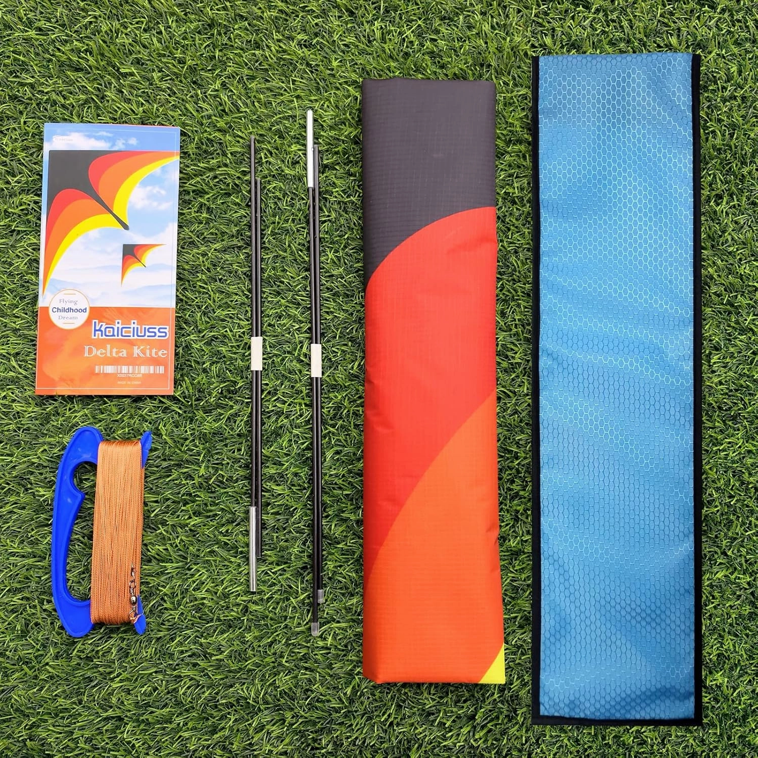 Delta Kite for Kids & Adults - Easy to Fly Large Single Line Beach Kite with 300ft String Handle Included, Perfect for Beginners, Teens