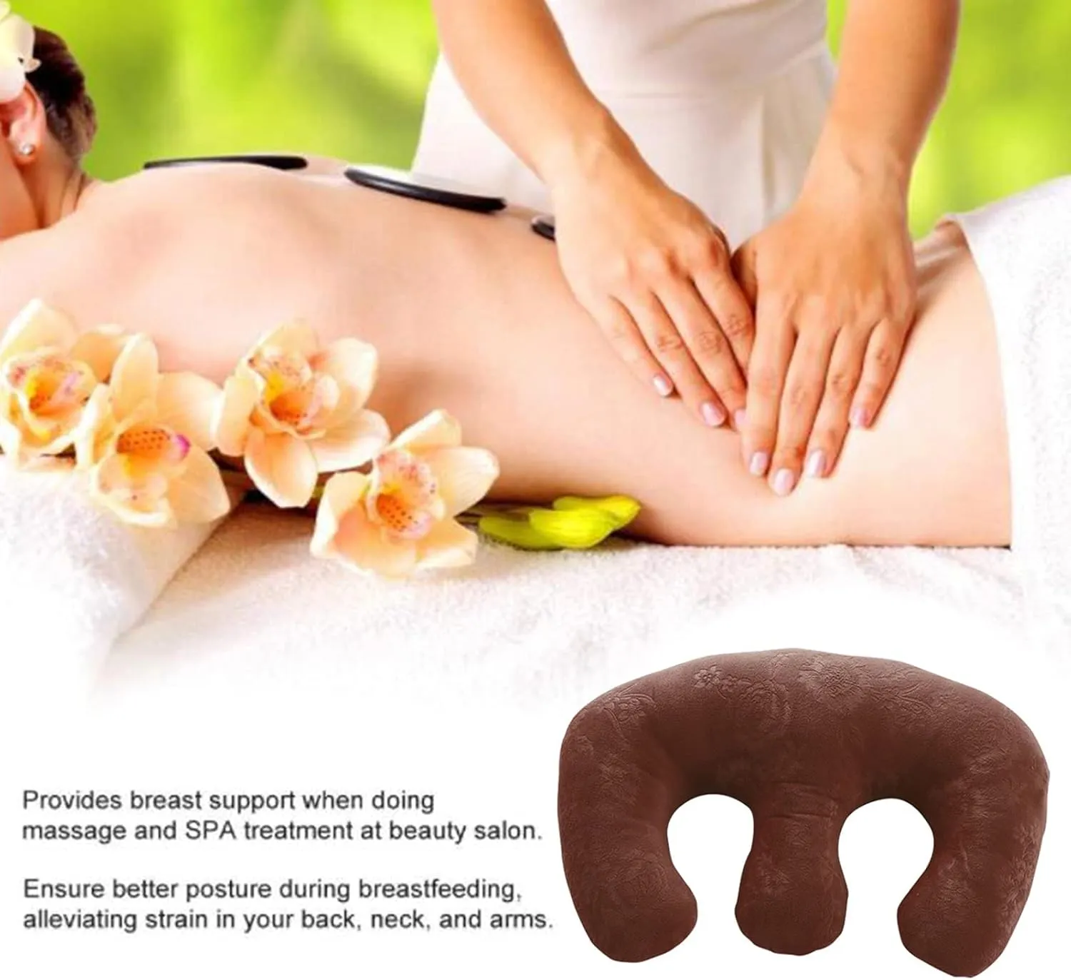 Detachable Chest Soft Pillow Support Pad Pillow Women Bolster for Spa Beauty Salon Massage Table (Coffee)
