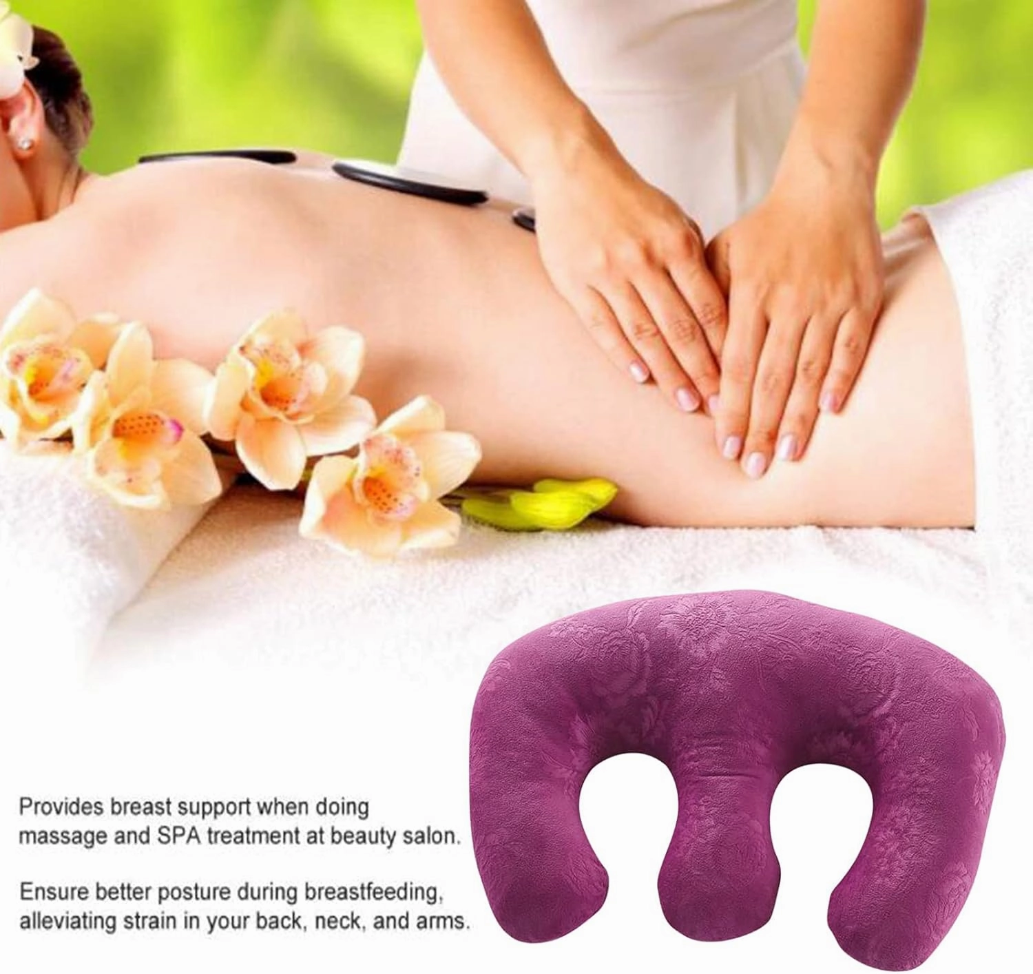 Detachable Chest Soft Pillow Support Pad Pillow Women Bolster for Spa Beauty Salon Massage Table (Pale Mauve)