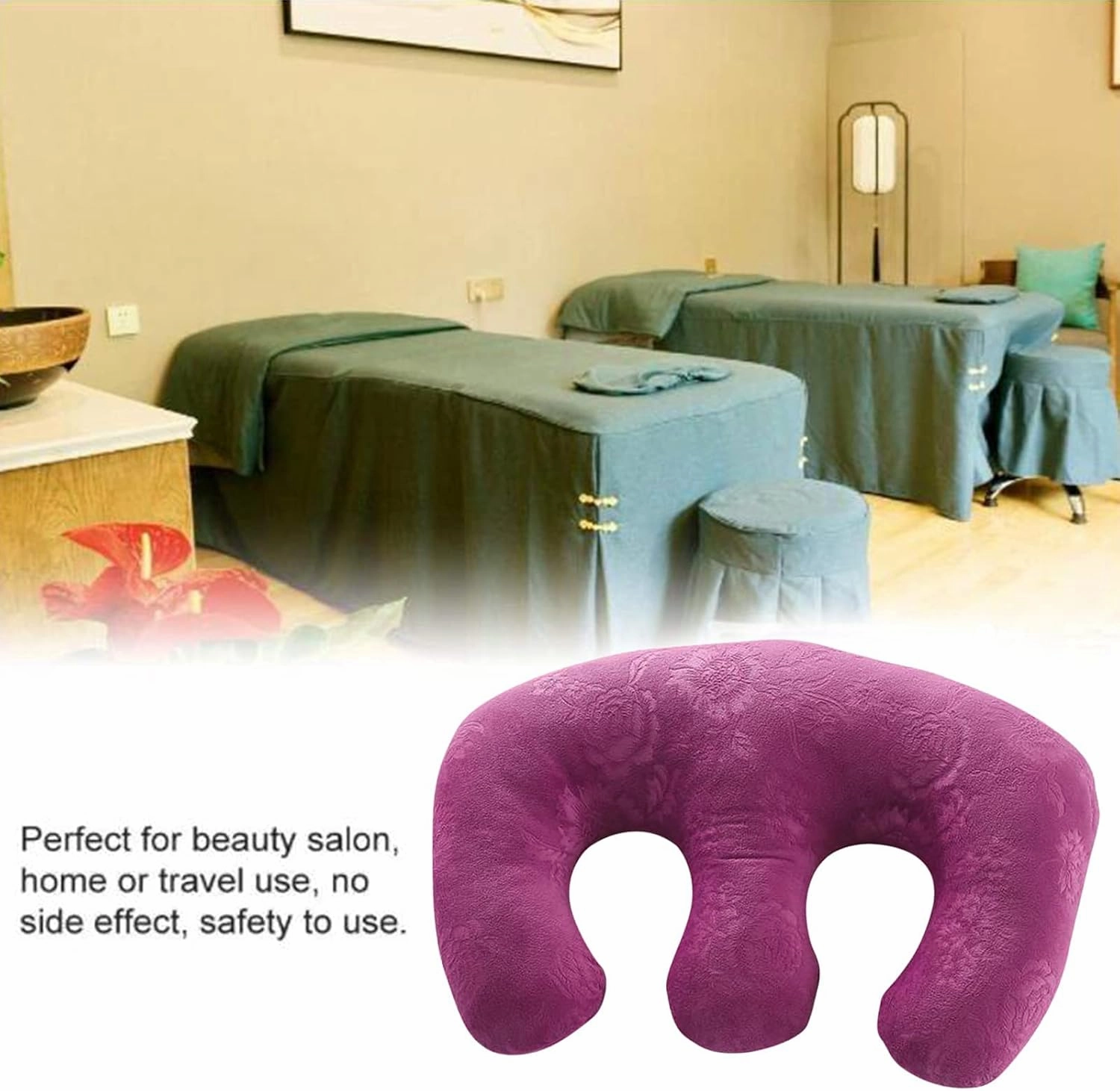 Detachable Chest Soft Pillow Support Pad Pillow Women Bolster for Spa Beauty Salon Massage Table (Pale Mauve)