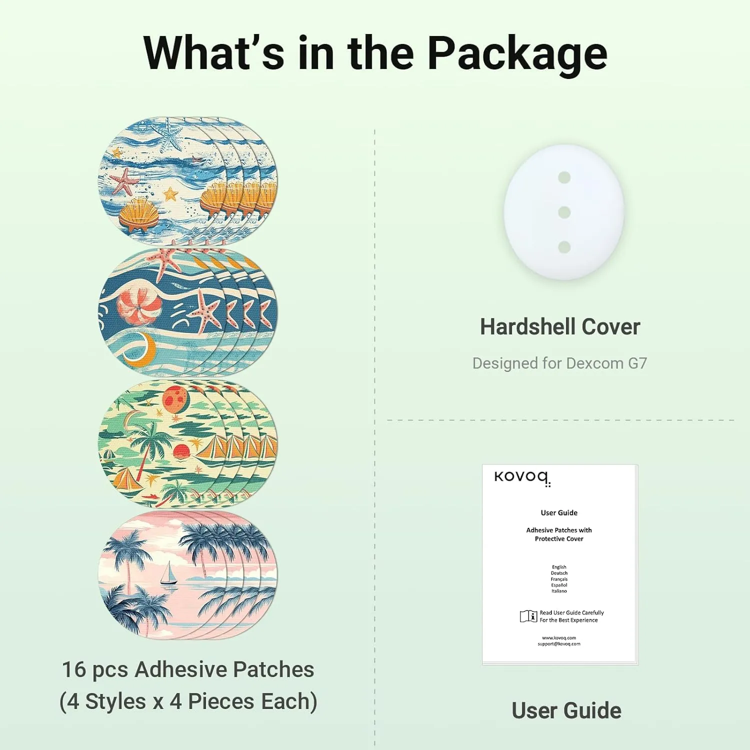 Dexcom G7 Over Patches, 16 Printed Waterproof Dexcom Stelo & G7 Over Patches, 1 Hardshell Cover for Enhanced Safeguard, Breathable, 14 Days Protection with Style (Starfish)