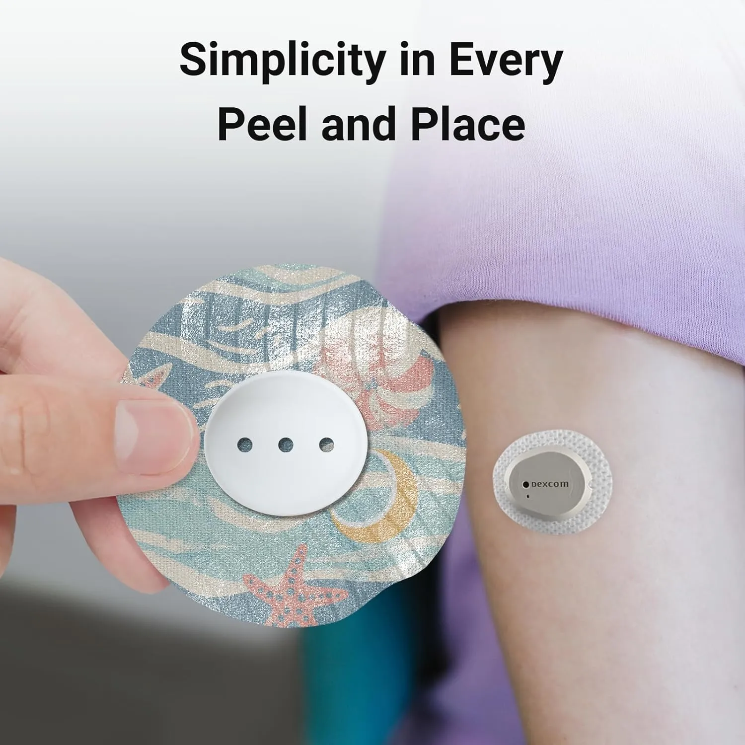 Dexcom G7 Over Patches, 16 Printed Waterproof Dexcom Stelo & G7 Over Patches, 1 Hardshell Cover for Enhanced Safeguard, Breathable, 14 Days Protection with Style (Starfish)