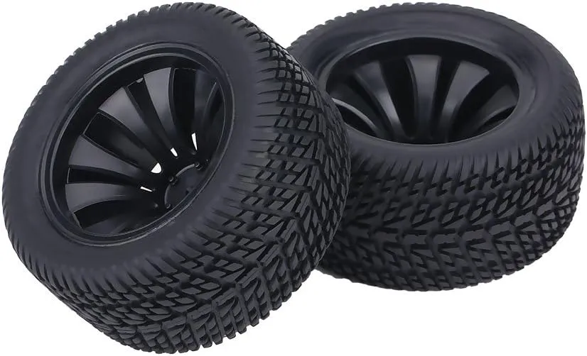 Dilwe 2Pcs RC Car Tires, Rubber Tyre Tires & Plastic Hubs Wheel for 1:12 RC Car Racing Car Truck