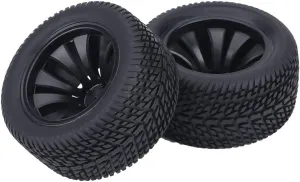 Dilwe 2Pcs RC Car Tires, Rubber Tyre Tires & Plastic Hubs Wheel for 1:12 RC Car Racing Car Truck
