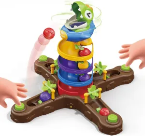 Dinosaur ＆ Ball Drop Toys for 3 4 5 6 7 8 9 Years Old Kids, Dino Spin Twister Toddlers Toy, Shoot Balls Toddler Montessori Toys Gifts for 3-6 Year Old Boys Girls, 4 Players PK Mode