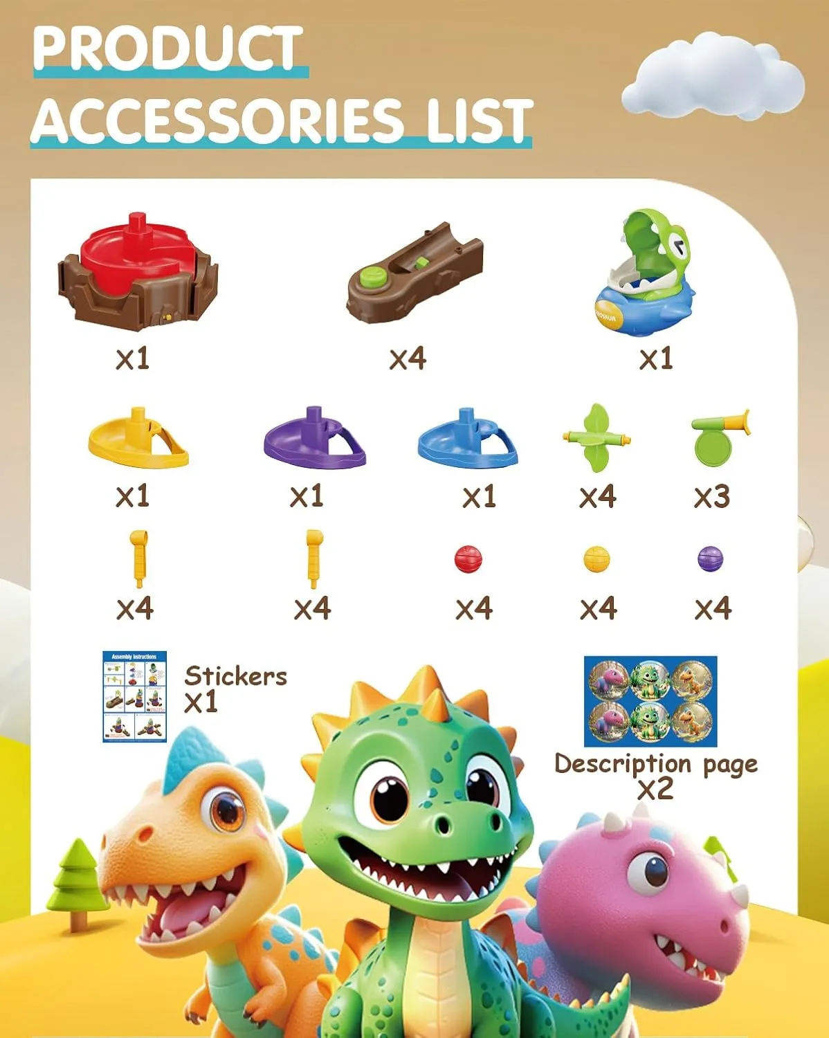 Dinosaur ＆ Ball Drop Toys for 3 4 5 6 7 8 9 Years Old Kids, Dino Spin Twister Toddlers Toy, Shoot Balls Toddler Montessori Toys Gifts for 3-6 Year Old Boys Girls, 4 Players PK Mode