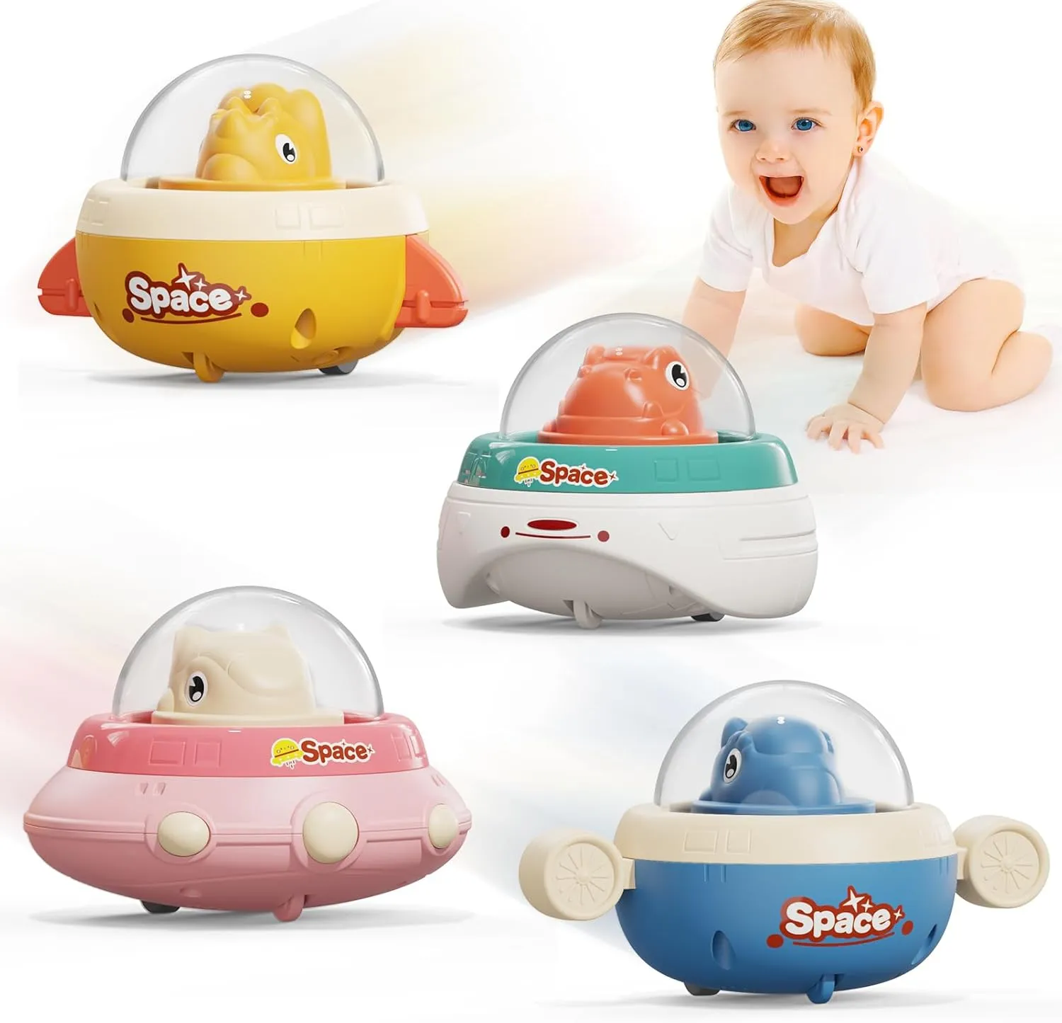 Dinosaur Toy Cars for Toddlers 1-3,4Pack Press and Go Cars Baby Toys 6-12-18 Months,1 Year Old Boy Toys Dino Car,Infant Car Toys for Ages 0-2,1st Birthday Gifts for 1 Year Old Boy