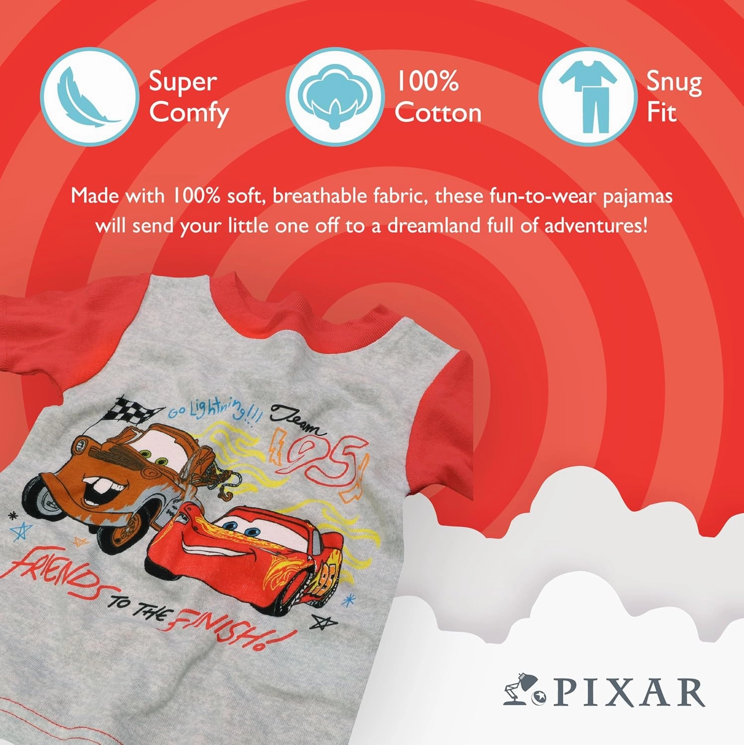 Disney Boys' 4-Piece Snug-fit Cotton Pajama Set, Soft & Cute for Kids