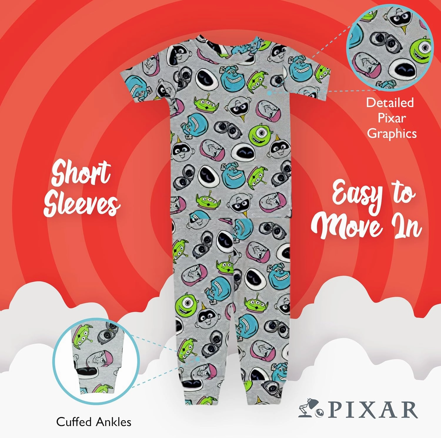 Disney Boys' 4-Piece Snug-fit Cotton Pajama Set, Soft & Cute for Kids