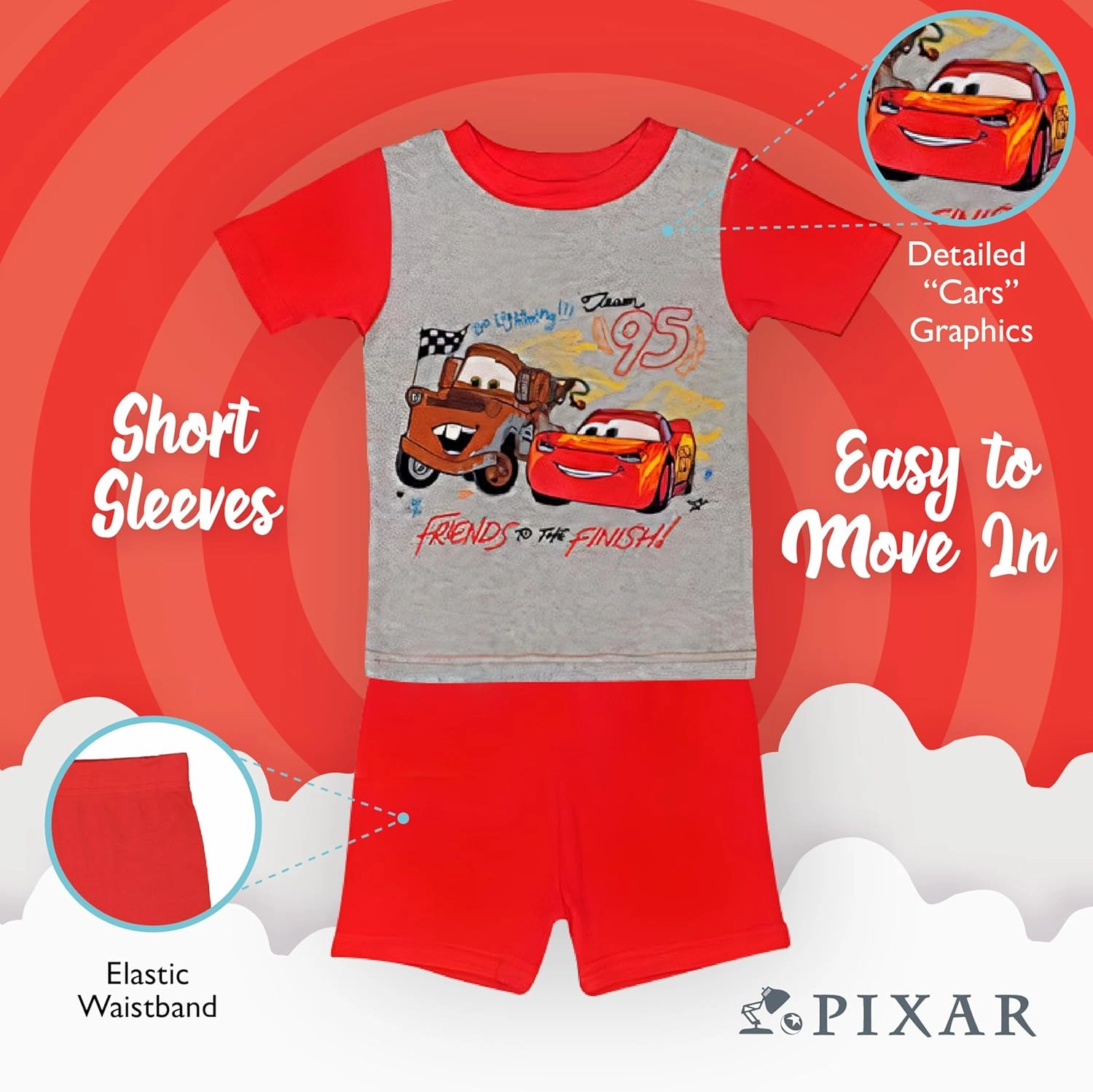 Disney Boys' 4-Piece Snug-fit Cotton Pajama Set, Soft & Cute for Kids