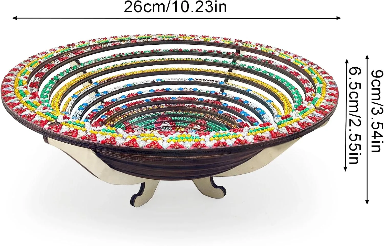 DIY Diamond Wooden Snack Storage Tray Diamond Art Painting Mandala Candy Plate Retractable with Stand Round Handmade Serving Platter for Vegetables Bread Snack Kitchen Home-Mandala01