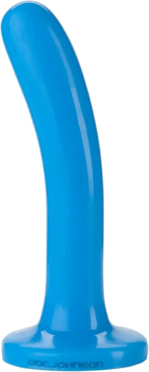 Doc Johnson Platinum Premium Silicone - The Slim - 6.15 inch Long and 1.1 inch Wide - Dildo - O-Ring Harness Compatible - for Adults Only, Blue