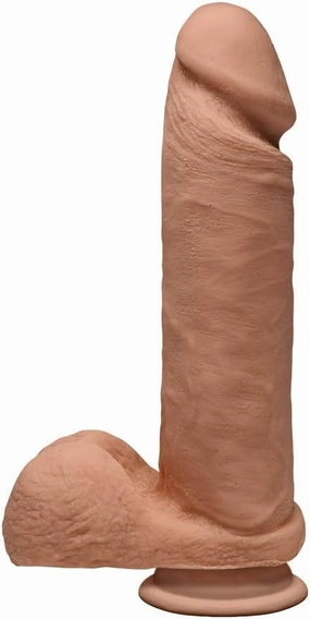Doc Johnson The D - Perfect D 8 Inch - ULTRASKYN - 8" Long and 2" Wide - Strong Suction Cup Base - O-Ring Harness Compatible Dildo - Caramel