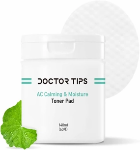 Doctor Tips AC Calming & Moisture Toner Pad 170ml (60 Pads) | 878,080ppm Heartleaf (Houttuynia Cordata) Water, Centella & Aloe | Vegan Korean Toner Pads for Soothing, Hydrating & Pore Care