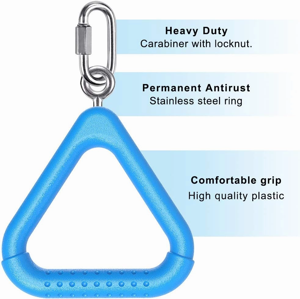 Dolibest 4Pcs Trapeze Swing Bar Rings with Carabiners, Swingset Accessories Outdoor for Ninja Swing Set Accessories Monkey Ring, Obstacle Ring Swing Toys Set for Kids (Blue)