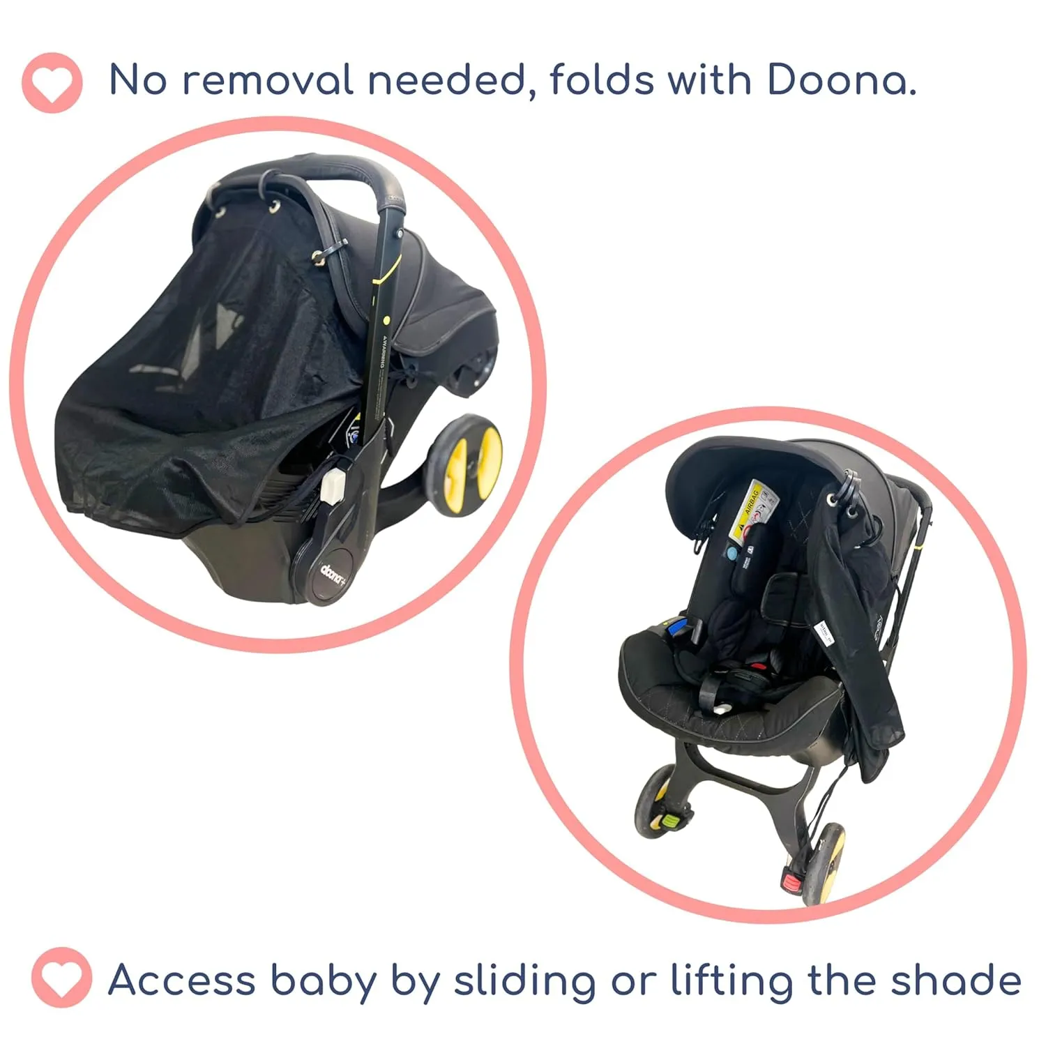 Doona Compatible Stroller Sun Shade Cover (Medium Black) - Baby Doona Car Seat Stroller Accessories Attachment, Mosquito Net, Universal Fit for Strollers Cars Seats, Prams, Car Seat Canopy