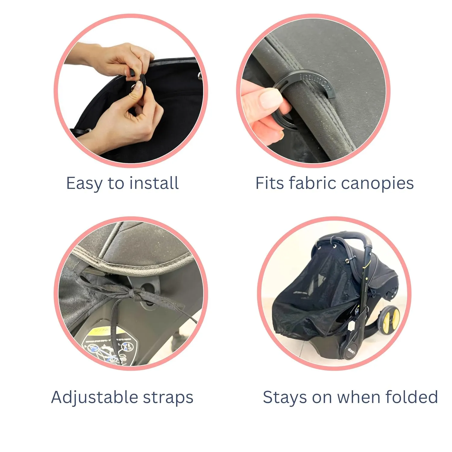 Doona Compatible Stroller Sun Shade Cover (Medium Black) - Baby Doona Car Seat Stroller Accessories Attachment, Mosquito Net, Universal Fit for Strollers Cars Seats, Prams, Car Seat Canopy