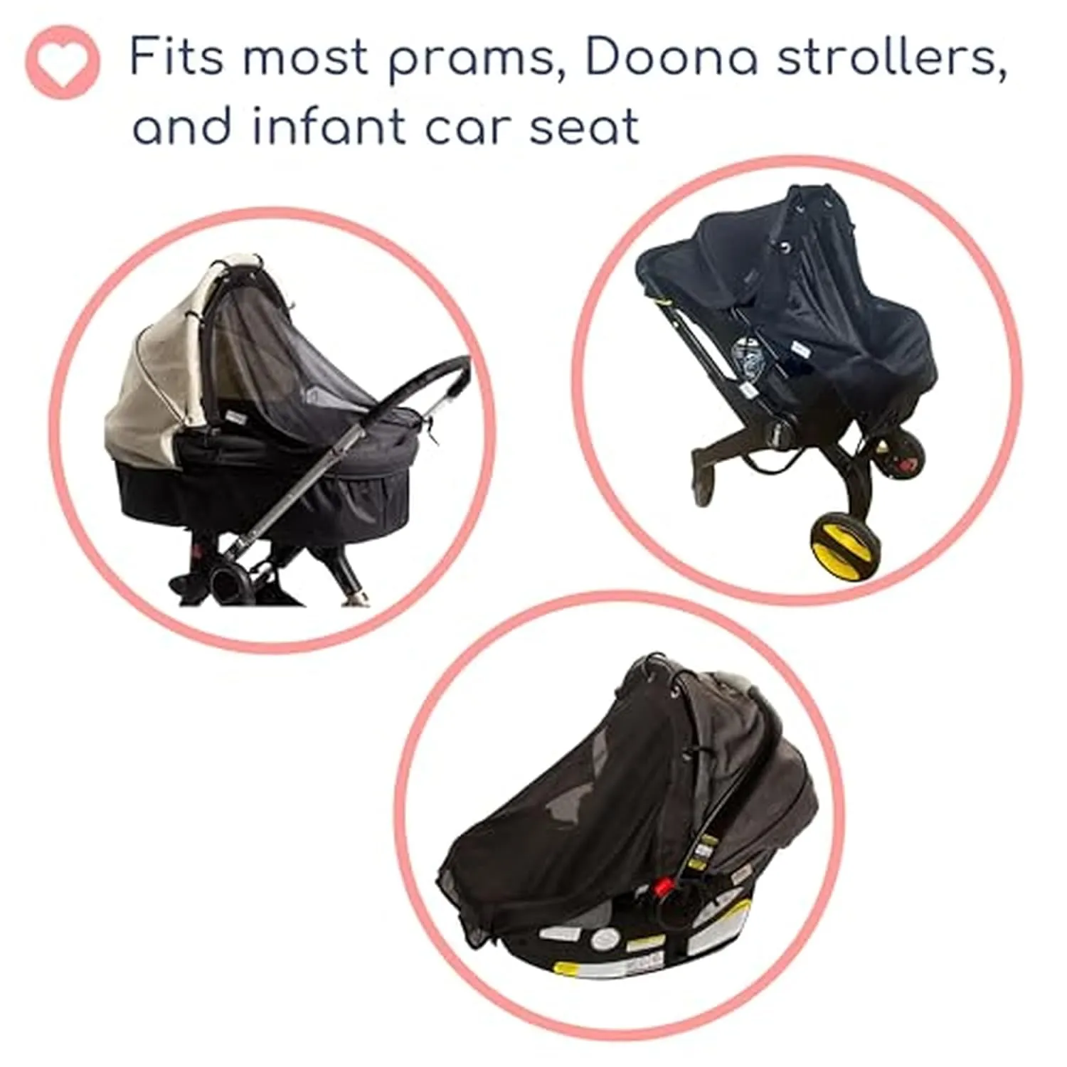 Doona Compatible Stroller Sun Shade Cover (Medium Black) - Baby Doona Car Seat Stroller Accessories Attachment, Mosquito Net, Universal Fit for Strollers Cars Seats, Prams, Car Seat Canopy