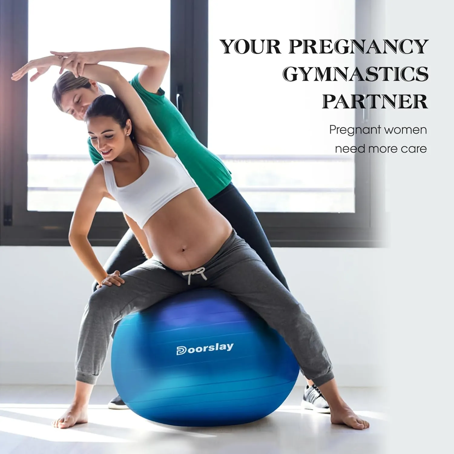 doorslay Anti-Burst Stability Exercise Yoga Ball, 2mm Extra Thick Anti-Slip Pilates Ball, Swiss Ball for Pregnancy Birthing, Workout, Fitness, Balance, Gym, Abs and Physical Therapy with Air Pump