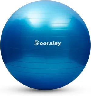 doorslay Anti-Burst Stability Exercise Yoga Ball, 2mm Extra Thick Anti-Slip Pilates Ball, Swiss Ball for Pregnancy Birthing, Workout, Fitness, Balance, Gym, Abs and Physical Therapy with Air Pump