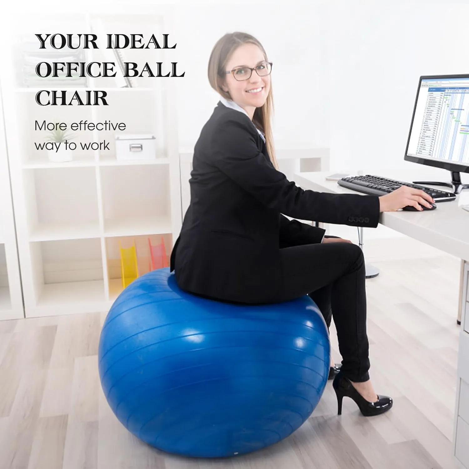 doorslay Anti-Burst Stability Exercise Yoga Ball, 2mm Extra Thick Anti-Slip Pilates Ball, Swiss Ball for Pregnancy Birthing, Workout, Fitness, Balance, Gym, Abs and Physical Therapy with Air Pump