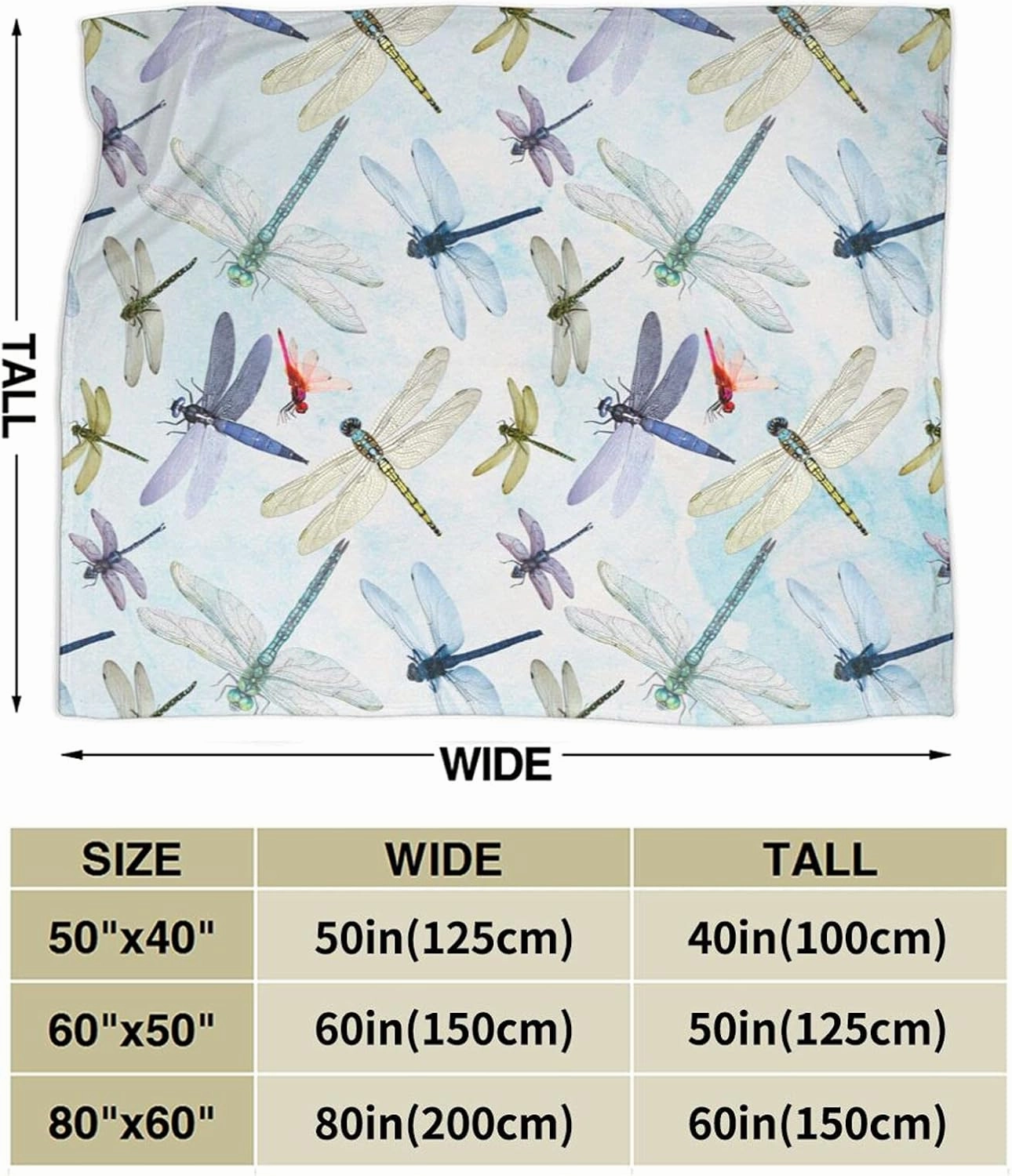 Dragonfly Throw Blanket Flannel Fleece Bed Blankets Lightweight Cozy Plush Blanket for Bedroom Living Sofa Car 50"x40"