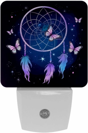Dream Catcher Butterflies Night Light for Kids LED Night Light Plug in Wall, Dusk to Dawn Sensor for Nursery Night Light, Children, Room Decor, 7.6x7.6cm/3inx3in, fxxyd-001