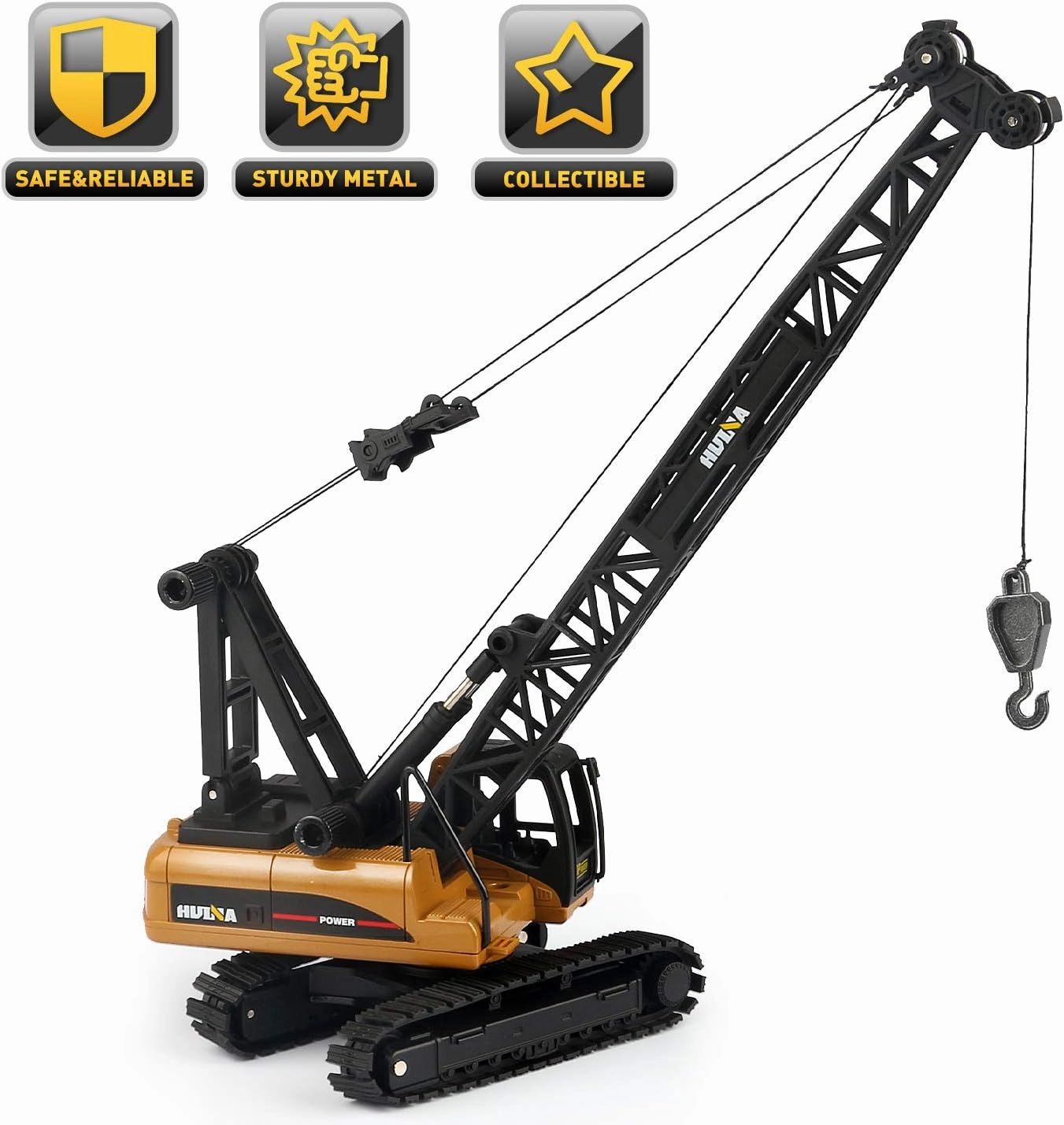 duturpo 1/50 Scale Metal Diecast Crane Truck Toy, Metal Construction Vehicles Crane Machine Model Toy for Boys