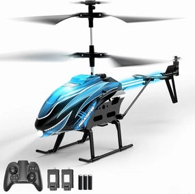 Dwi Dowellin RC Helicopter, Remote Control Helicopter Toy for Kids with 26 Mins Flight(2 Batteries), 8 LED Light Modes,Easy Control for Boys Girls Age 8-12(Blue)
