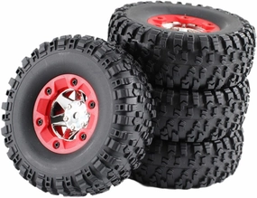 DYNWAVE 4 Pieces RC Tire Wheels Replacement Part Rubber Tires Set Sturdy Accessories Soft Tire Wheels for 12423 12427 RC 1: 12 Scale