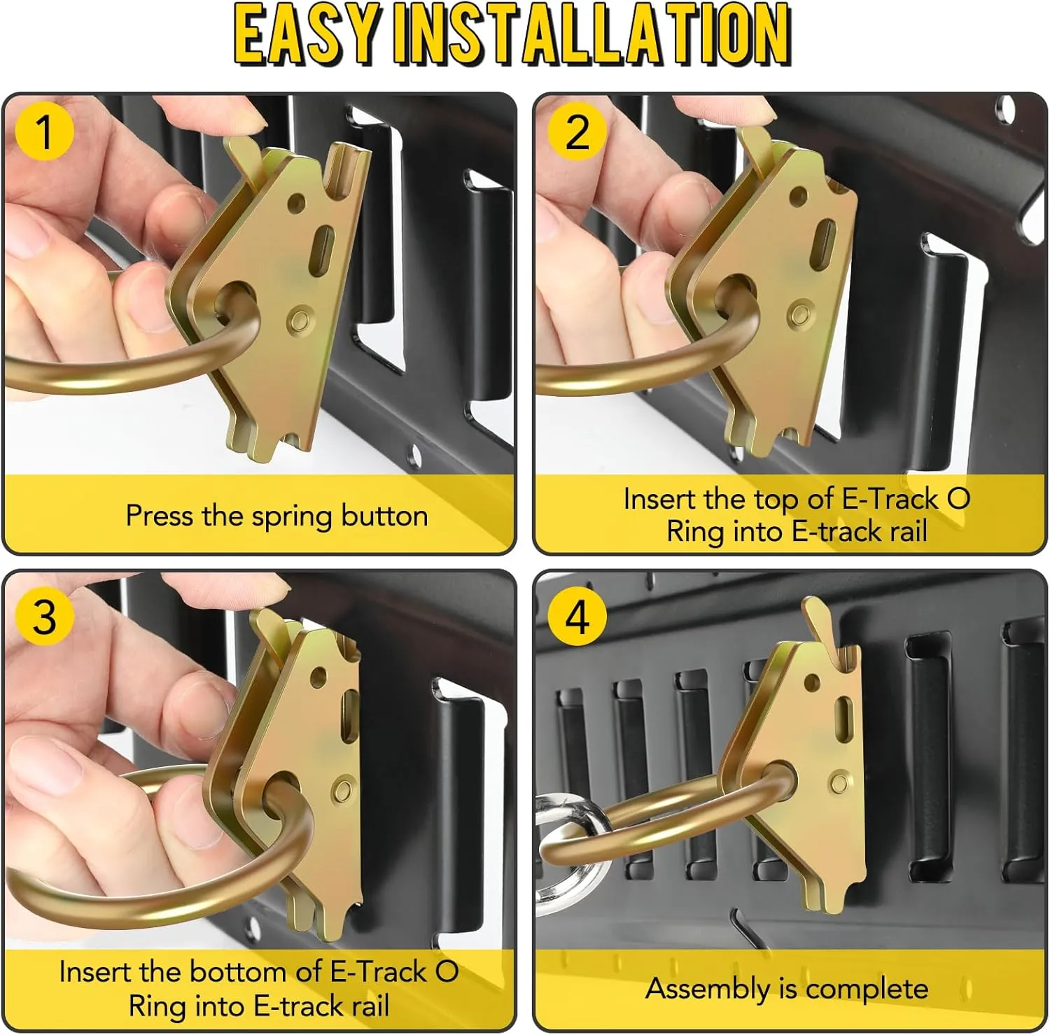 Eapele 20pcs Steel E-Track O Ring Tie-Down Anchors, Secure Cargo in Enclosed/Flatbed Trailers, Trucks, Load Limit of 1500lb